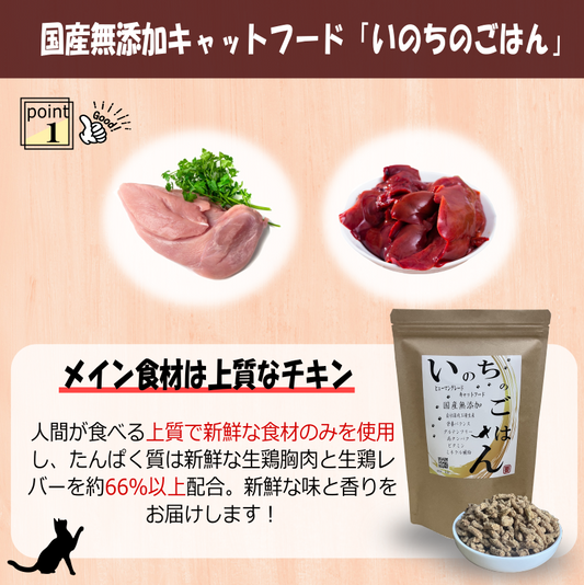 国産無添加キャットフード「いのちのごはん」タンパク質増量タイプ